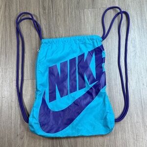 Nike Turquoise and Purple Drawstring Bag